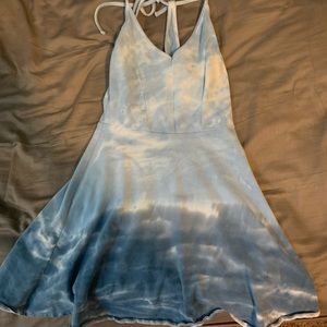 Blue tie dye short summer dress